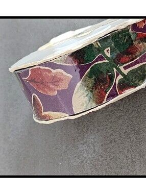 NEW Vintage Offray Lion Ribbon Company 100% Cotton Plum Watercolor Woods Ribbon